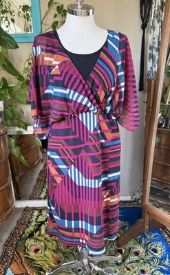 Vestido midi vintage a rayas vibrantes de Robbie Bee, talla 6 Foto 1 de 4