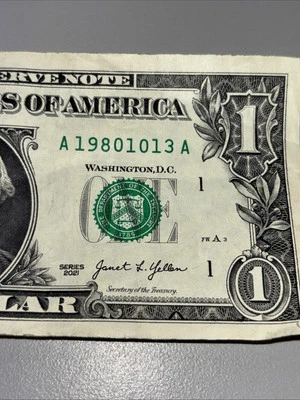 fancy serial number 1 dollar bill birthday Note 1980 10 13 October 13, 1980 - Image 1 of 4