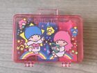 USED Little Twin Stars SANRIO 1976 1988 Rubber Stamp Kit ink Pad Case box Pink