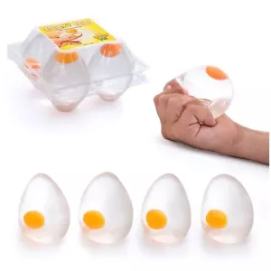Funky Egg Splat Ball Squishy Toys | 4 Pack | Stress Relief Eggs Yolk Balls Sq... - Picture 1 of 9