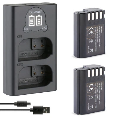 BLUMAX 2x Batería + Cargador LCD para Panasonic DMW-BLK22 Lumix DC S5 G9 GH5 II GH6 2250mAh