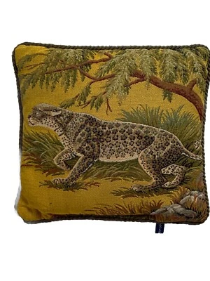 Ashford Court Tapestry Decorative Throw Pillow 16x16 Cheetah Yellow Background - Image 1 of 4