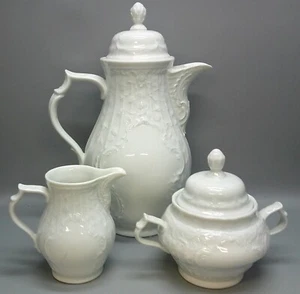 Rosenthal SANSSOUCI WHITE Coffee Pot with Lid, Creamer, and Sugar Bowl with Lid - Picture 1 of 2