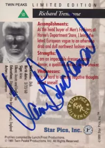 1991 Star Pics Inc. Twin Peaks Ian Buchanan (Richard Tremayne) Autograph Card - Bild 1 von 3