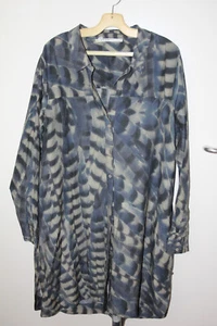 NILE Atelier Longbluse Kurzkleid grau-blau gemustert XL 46 UAW 57 sehr gut - Bild 1 von 8
