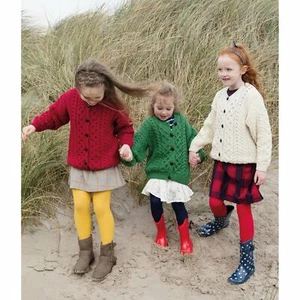 Aran Woollen Mills Cardigan Sweater for Kids 100% Soft Merino Wool Cable Knitted - Picture 1 of 16