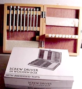 Neu Schraubendreher Set (9) mit extra Klingen - in Holzbox - Bild 1 von 2