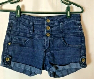Pantalones Cortos de Jean Refuge Para Mujer con Puños Talla 0 Botón Mosca 5 Bolsillos Súper Lindos - Imagen 1 de 4