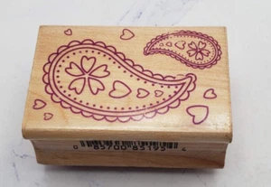 Hero Arts Duel Teardrop Pattern W/ Hearts Wood Mounted Rubber Stamp C4616 - Picture 1 of 7