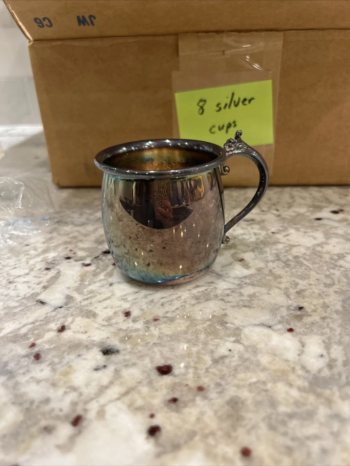 Lote De 8 Tazas Bebé Toalla Plateadas Vintage En Caja Original Foto 1 de 4