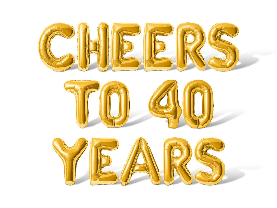 CHEERS TO 40 YEARS Letra Globo Banner - 40 Aniversario Fiesta Decoraciones Foto 1 de 4