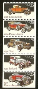 US Scott # 2381-5 / 2385a Classic Cars Booklet Pane of 5 - Picture 1 of 1