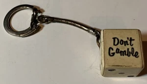 VINTAGE DON'T GAMBLE KEYCHAIN DICE CONDOM INSIDE! HIDDEN COMPARTMENT Novelty - Picture 1 of 13