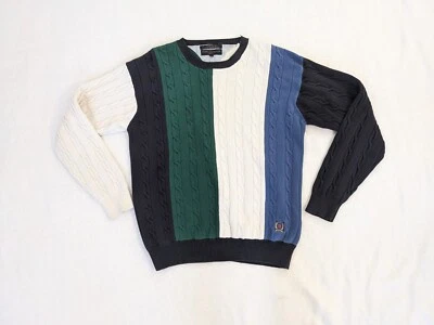 Suéter de Golf Tommy Hilfiger De Colección Hombres Mediano Azul Verde Blanco Algodón Peso Pesado Foto 1 de 4