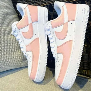Nike Air Force 1 Custom Light Pink Low Shoes Salmon Sneakers Shoes Mens Womens - Picture 1 of 21