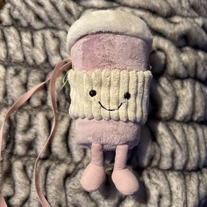 Jellycat AMUSEABLE PINK COFFEE TO GO BAG Soft Plush Toy 22cm (8.66") Exclusive - Picture 1 of 6