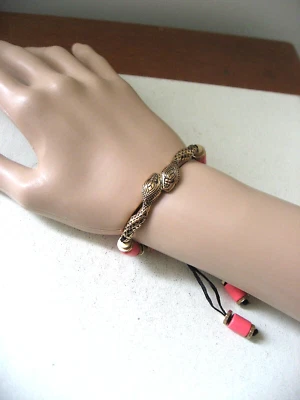 Pulsera Jenny Bird Doble Serpiente Beso Nuevo Negro Tirar Corbata Amistad Coral Madera Foto 1 de 4