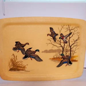 Vintage MCM handbemalt Grace Gilmore Original Stockente Tablett 21" x 15 3/4" - Bild 1 von 6