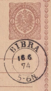 73051) BIBRA OPD Halle nachverwendeter Preußen-Stempel 1874 auf Postkarte - Picture 1 of 3