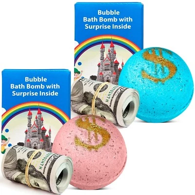 2 Set Bath Bombs with Cash Surprise Inside - Real Money Up to 100 Bill Inside - Image 1 of 4