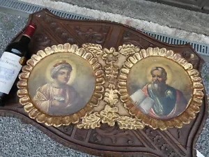 Antique orthodox church Profet Ezekiel Daniel Wood frame icons painting rare - Picture 1 of 10