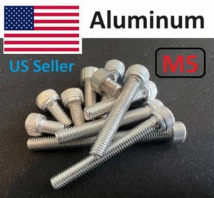 M5x0.8 Aluminum Alloy 6063 DIN 912 Allen Bolts Hex Socket Cap M5 - Picture 1 of 23