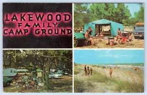 1970 MYRTLE BEACH SC LAKEWOOD FAMILY CAMPGROUND CAMPERS TENTS PERRY POSTCARD - Picture 1 of 2