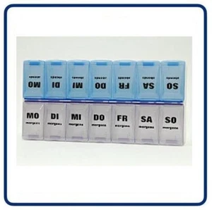 Tablettenbox 7 Tage 2 Fächer Morgen und Abend Pillenbox flieder hellblau - Bild 1 von 1