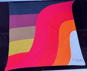 Rare Vintage Lanvin Paris Silk Plisse Scarf - Color Block Pleats A421 - Picture 1 of 8