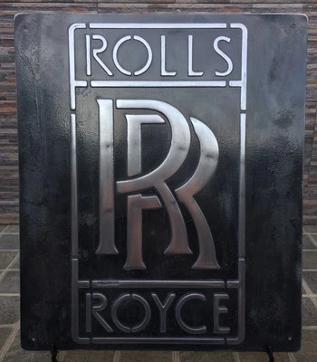 Rolls Royce  Inspired Vintage Cast Metal Sign – Handmade – Premium Garage Decor - Image 1 of 4