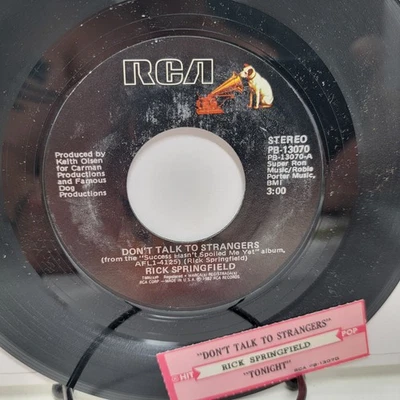 Rick Springfield Don't Talk / Tonight juke 7" 45rpm M- Vinyl 80's Record 45 - Image 1 of 3