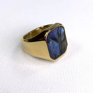 Kopen Australia | Quality Gold Plated Paua Abalone Signet Ring Size Q | 8 1/4 - Picture 1 of 10
