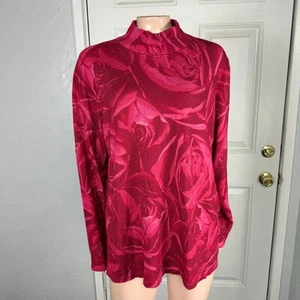 NUEVO Top tejido para mujer Chico 3 XL camisa floral rosa blusa elástica cuello falso V8 - Imagen 1 de 7