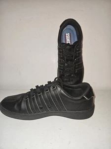 🚨 K-Swiss Classic Black Leather Low VN Varsity Shoes Sneakers Size 8.5 Women's - Picture 1 of 6