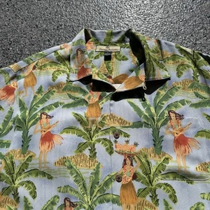 vtg tommy bahama hawaiian shirt Mens Xl Loop Collar AOP Hula Girl - Picture 1 of 15