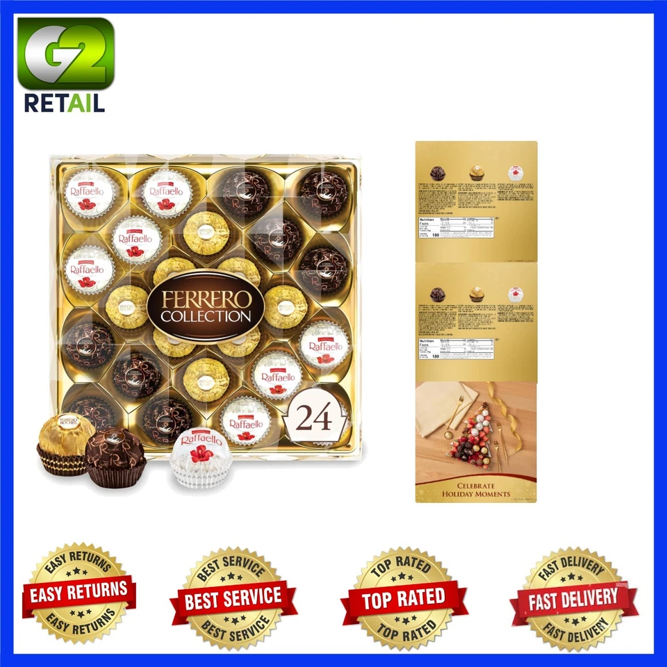 24 Count Gourmet Chocolate Collection - Hazelnut, Coconut, Dark Chocolate - Image 1 of 4