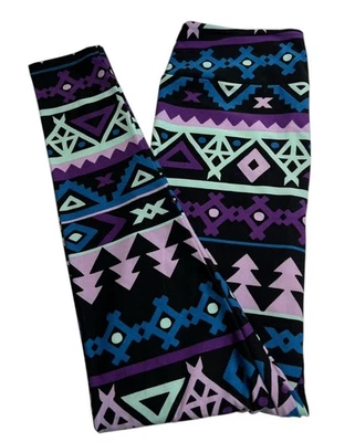 Leggings LuLaRoe OS Talla Única Azteca Chevron TREE Suroeste Tribal Oeste Informal Foto 1 de 4