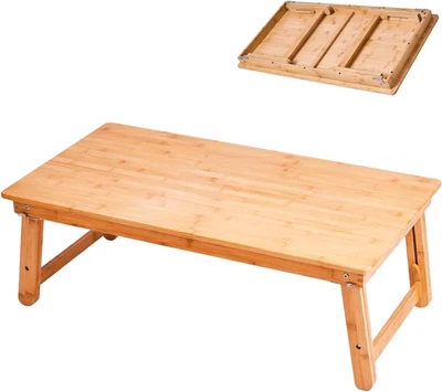 Bamboo Coffee Table Foldable,Low Floor Dining Table Collapsible Oriental Folding - Image 1 of 4