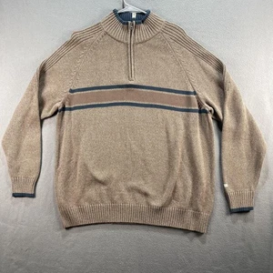 Columbia Sweater Mens 2XL Brown Blue Half Zip Pullover Cotton Striped Outdoors - Picture 1 of 6