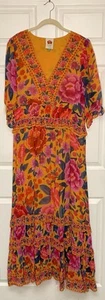 Farm Rio Women XL Floral Dream Multicolor Tiered Maxi Dress Kelly Clarkston - Picture 1 of 11