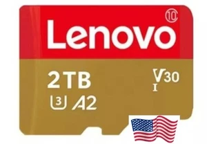 Lenovo 2TB SD Memory Card V30 Micro TF/SD Card Class 10 High Speed Flash Memory - Zdjęcie 1 z 6