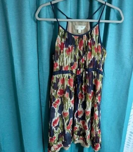 Moulinette Soeurs Größe 2 Blumenmuster Seide Vetements Anthropologie Tasche gefüttert Kleid - Bild 1 von 4
