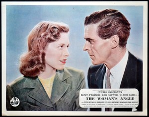 WOMAN’S ANGLE 1952 Edward Underdown, Cathy O'Donnell, Lois Maxwell UK LOBBY SET