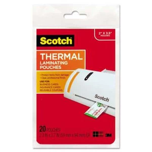 Scotch Business Card Size Thermal Laminating Pouches, 5 mil, 3 3/4 x 2 3/8, 20/P - Picture 1 of 4