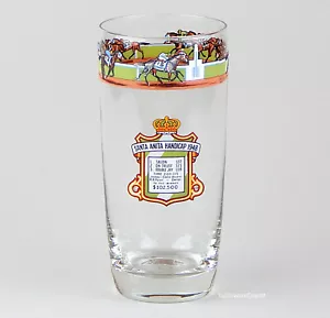 RARE! 1948 Santa Anita Handicap Glass Tumbler, MINT UNUSED California Sport Arts - Picture 1 of 3