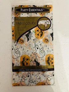 Halloween Plastic Table Cover Ghosts Pumpkins Bats 54" x 108"  Party Tablecloth - Picture 1 of 4
