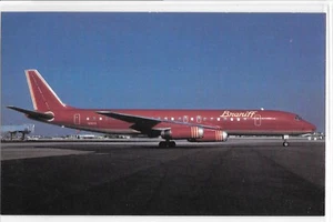 Braniff International Airlines Red White Livery DC-8-62 Aircraft Ground Postcard - Picture 1 of 2