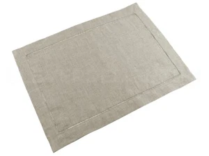 6 Pack - Natural Linen Hemstitched Placemats - 14" x 20" - 100% Pure Linen - Picture 1 of 3
