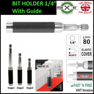 MAGNETIC SCREWDRIVER BIT HOLDER With Self Retracting Guide Sleeve 1/4" 80mm - Picture 1 of 2