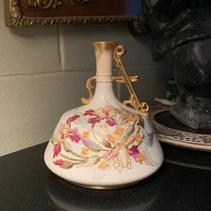 Royal Bonn 8 1/2" Handled Ewer or Jug 2 Sided Floral Design Germany 1890 - 1920 - Picture 1 of 13
